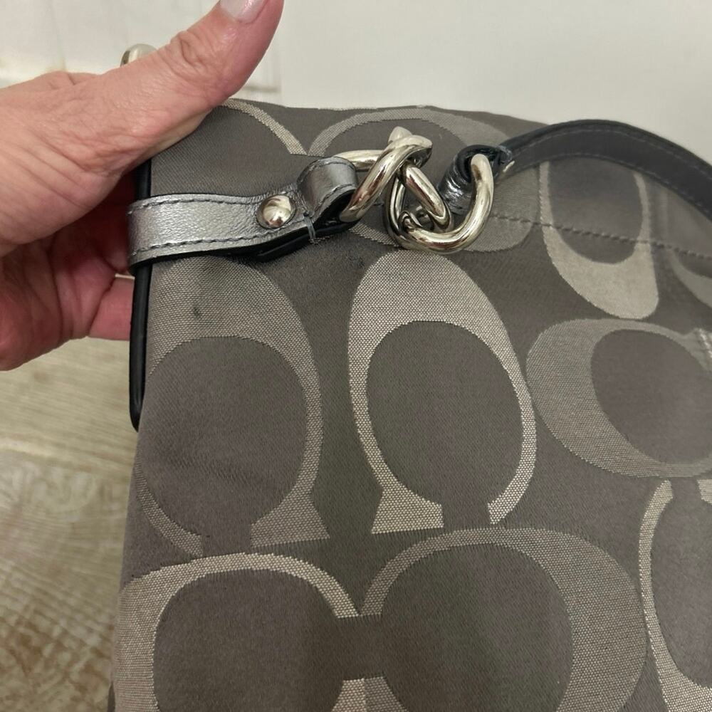 Y2K Coach Brooke Op Art Logo Mania Slouchy Hobo Bag Gray/Brown Metallic F17673 - Picture 13 of 16